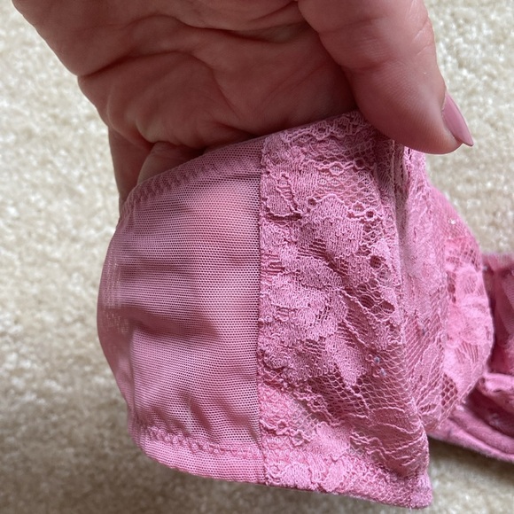 Victoria's Secret Pink Lace Bra Balconette Women's Size 34C Shimmer Unlined - Picture 4 of 7